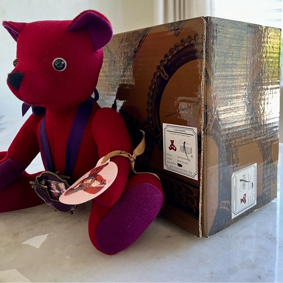 💘 Teddy Bear JAY STRONGWATER “TRUMAN” Red Jewel Plush Cashmere with mini Frame - Picture 3 of 10